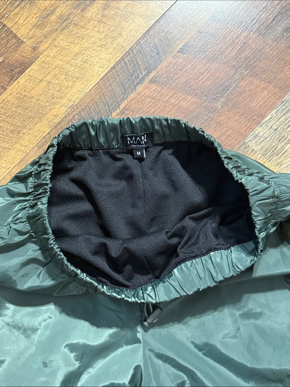 boohooMAN Green Nylon Tracksuit Set Windbreaker 1/4 Zip Jacket & Shorts M